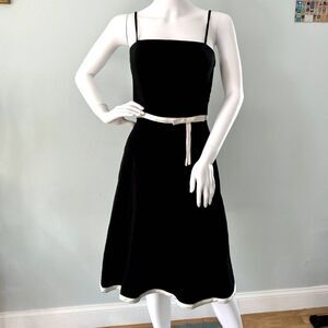 Vintage Y2K BCX Black Satin Trim Fit & Flare Dress Cocktail Party Dress size XS